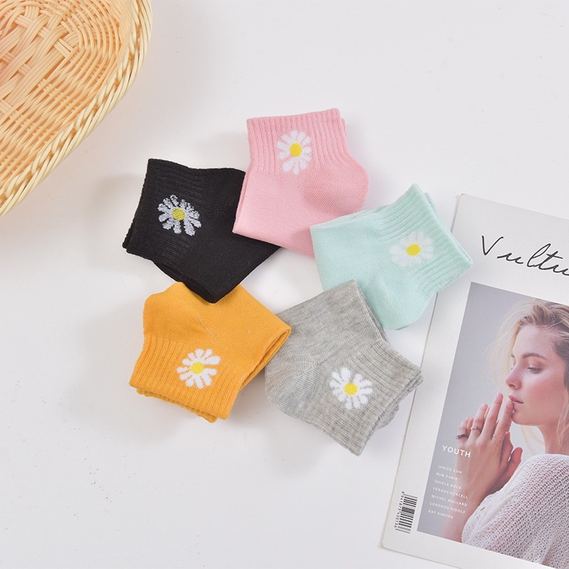 [Tonashoe] Tất Cổ Ngắn Hoạ Tiết Cúc V04