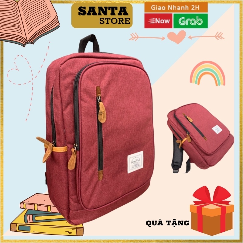 Balo đi học đựng Laptop 14 15 inches thời trang nam nữ HC709 có chống sốc vải canvas cao cấp SANTA STORE
