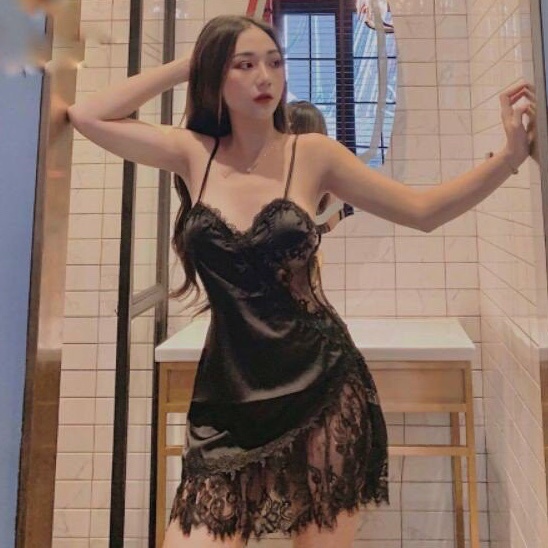 Đầm Ngủ Sexy Ren Đuôi Cá Mã 002 Minhduongct Đầm Ngủ Lụa Phối Ren Mềm Mịn