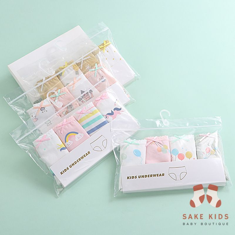 Set 4 Quần chip cho bé - quần đùi cho bé gái siêu xinh, chất cotton co dãn thoáng mát nhiều hình dễ thương QC01