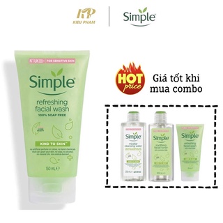 Sữa Rửa Mặt Simple Kiềm Dầu Dành Cho Da Mụn Da Nhạy Cảm Nam Nữ 150ml
