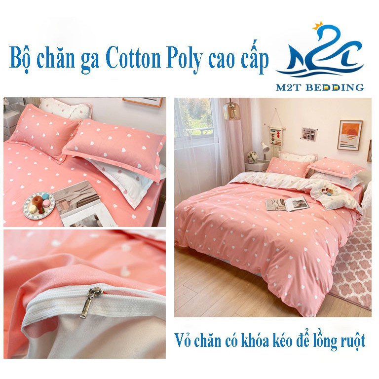 Bộ chăn ga gối Màu Pastel M2T bedding drap cotton poly Hàn Quốc mùa tình yêu đủ size