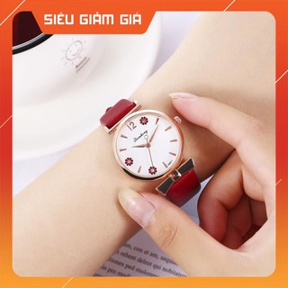 [SIÊU SALE] ĐỒNG HỒ NỮ QICAIHONG sáng tạo Số quay đinh tán mắt thạch anh dây da