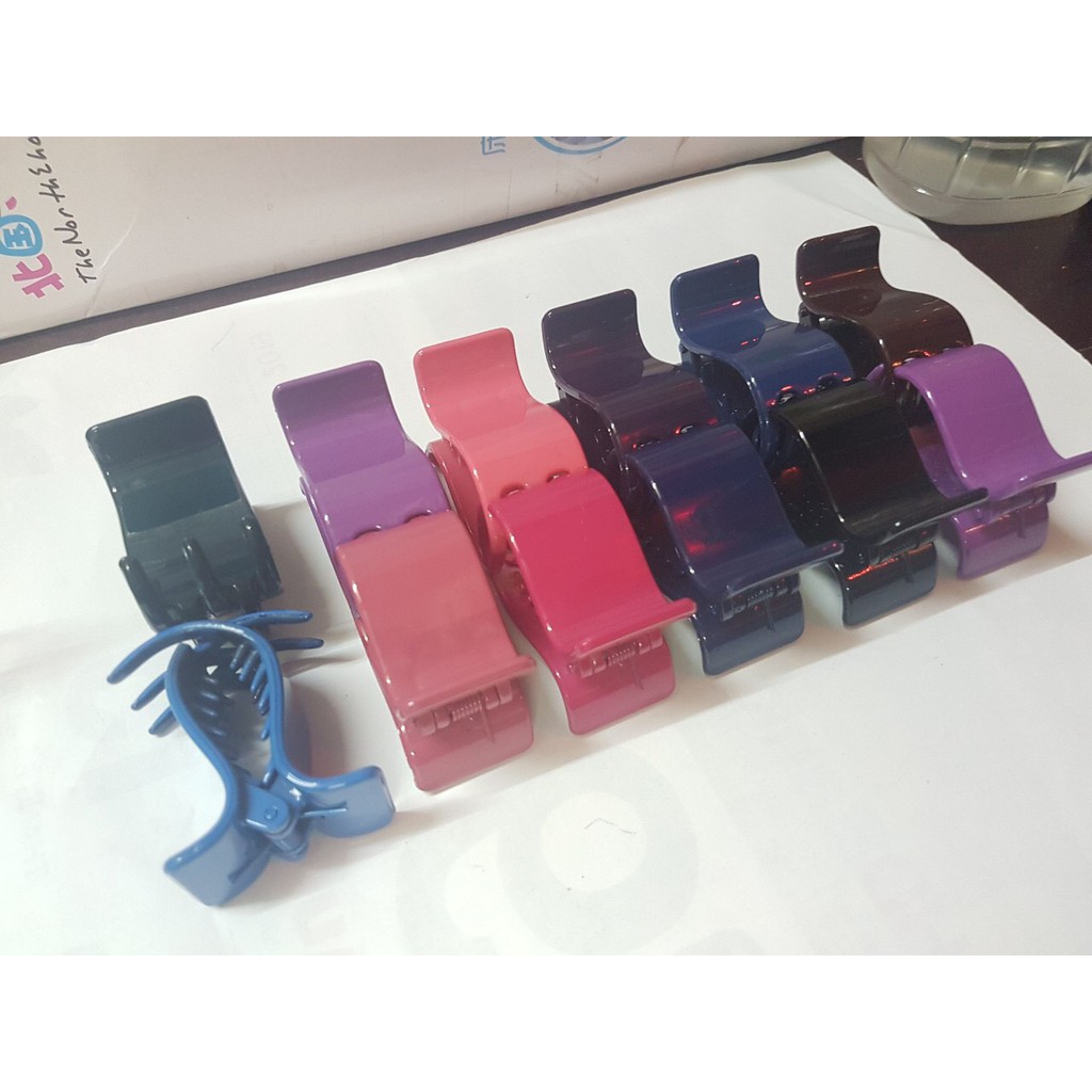 Combo 5 kẹp tóc càng cua 5 răng nhiều màu nhựa bóng DTOnline