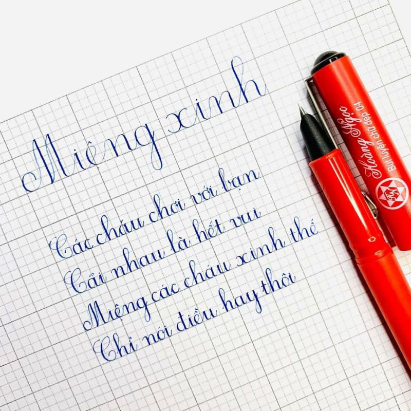 Bút máy Hoàng Ngọc 04 Bút máy luyện chữ đẹp nét thanh đậm ngòi kim tinh bút mực bút cho học sinh luyện viết hàng ngày