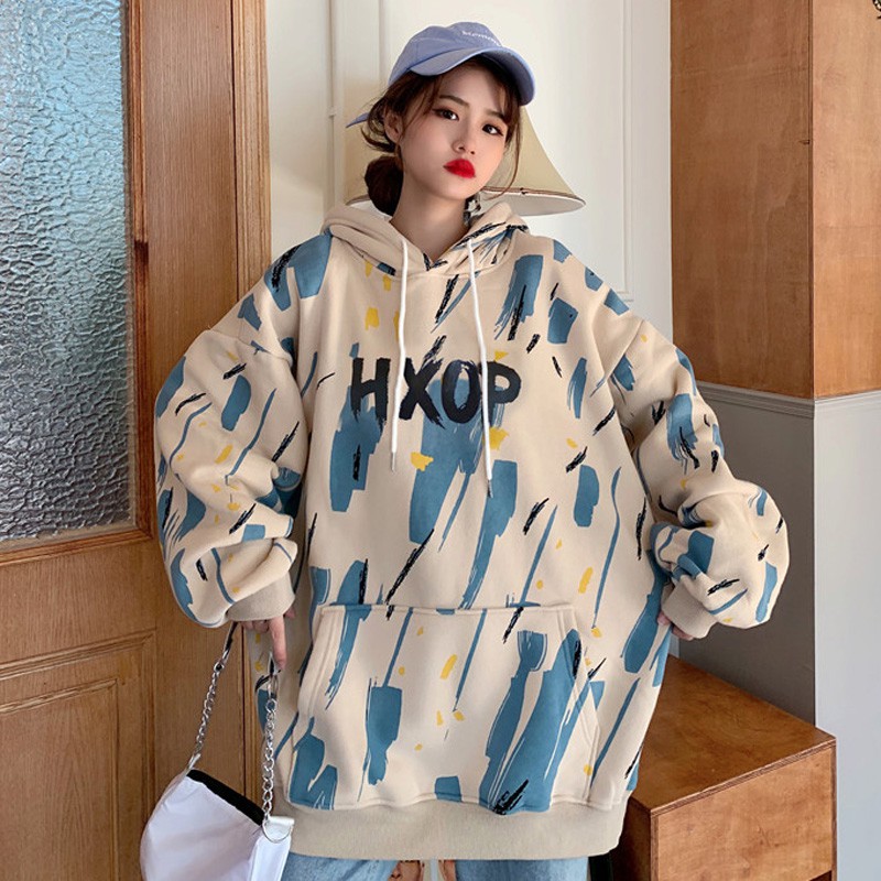 Áo hoodie nữ form rộng dài oversize loang quảng châu nỉ chất đẹp giá rẻ ao thu đông unisex ullzang 2020