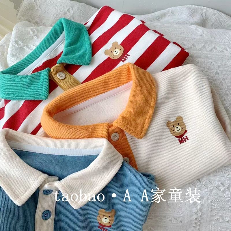 Áo Thun Polo Cotton Mềm Mại In Họa Tiết Hoạt Hình Phong Cách Nhật Hàn Thời Trang Cho Bé Trai