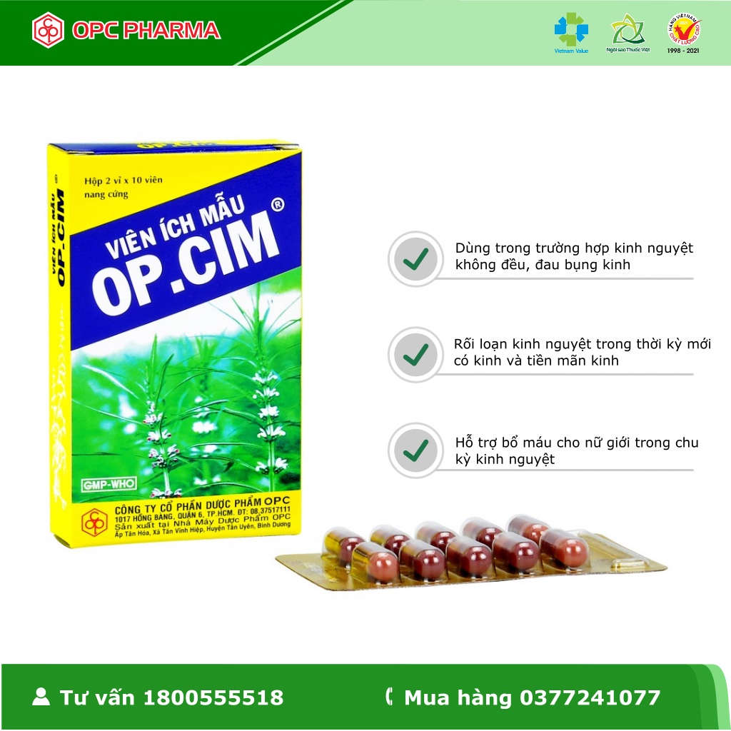 Viên ích mẫu OP.CIM  - Dùng khi Kinh nguyệt không đều, đ bụng kinh - Hàng chính hãng OPC
