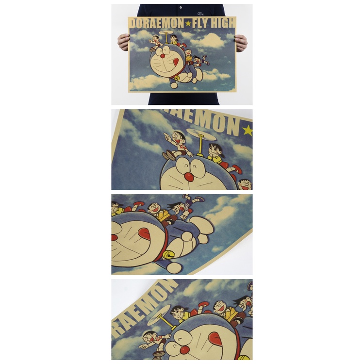 Tấm poster in hình nhân vật truyện tranh Nhật Bản Doraemon 51x36cm dùng trang trí nội thất
