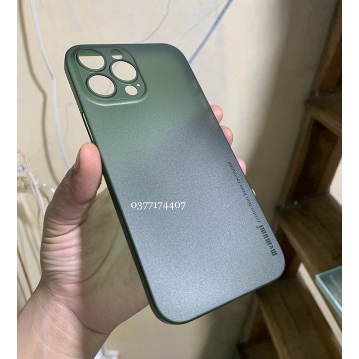 _Ốp lưng Memumi nhám siêu mỏng cho iPhone 13 Pro, 13 Pro Max chống Vân tay bảo vệ camera xanh dương, Rêu