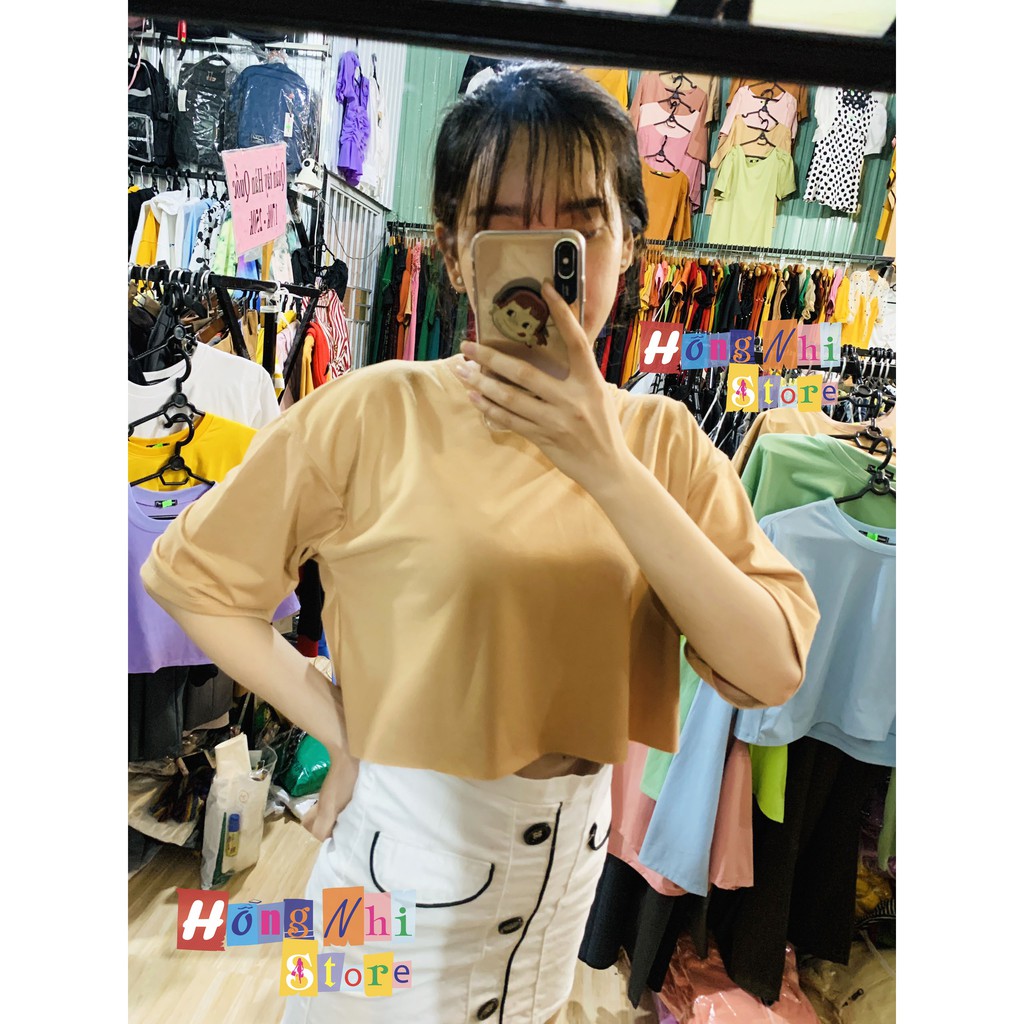 Áo Croptop Trơn Tay Lửng Form Rộng, Croptop Tay Lỡ Dáng Rộng - MM