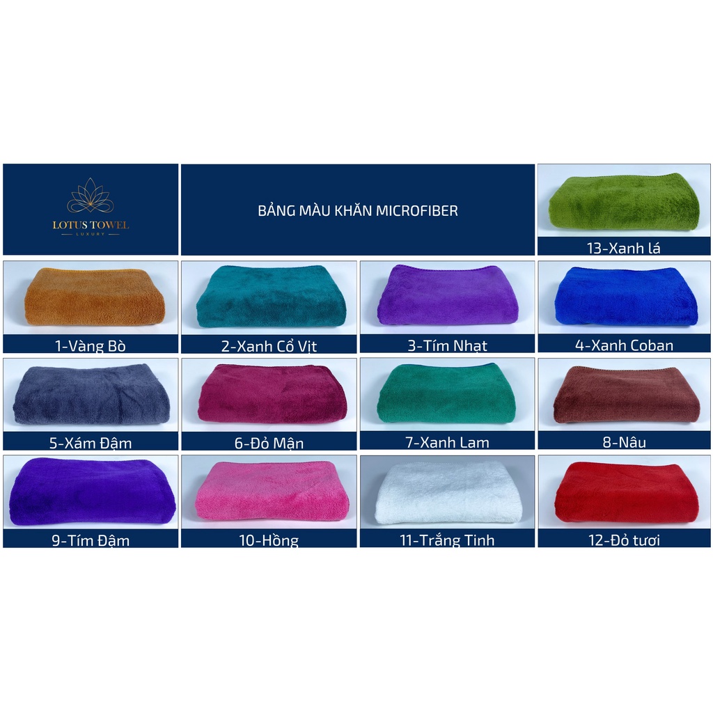 Khăn tắm SPA 70x140cm, 100% MICROFIBER, siêu mềm mịn, thấm hút, dày dặn - LOTUS TOWEL