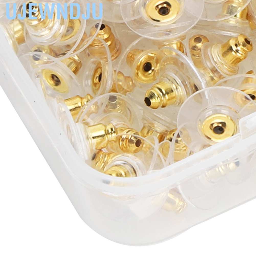 Ujewndju 100Pcs Earring Backs Post Backings Stopper Replacement Stud Secure Hook