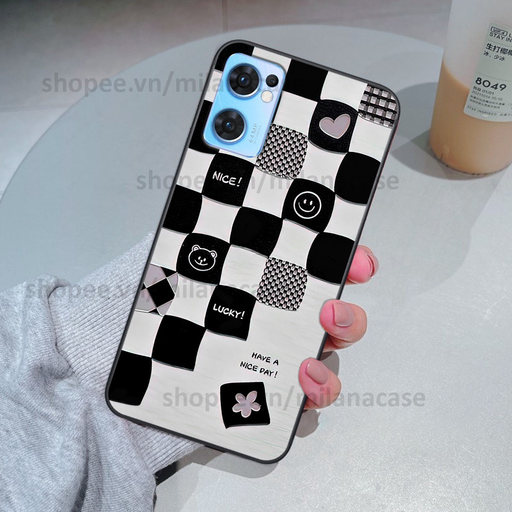 Ốp Oppo Reno 7 5G/ Reno 7Z 5G / Reno 7 4G in hình caro trái tim siêu đẹp, siêu nét đầy phong cách cá tính