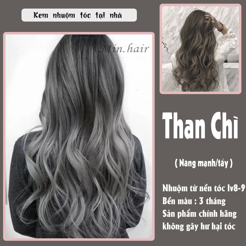 thuốc nhuộm tóc màu than chì . tặng kèm oxi trợ dưỡng và bao tay