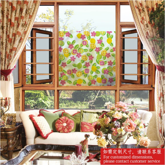 Decal dán kính cao cấp - Hoa Lá Chanh ( 60x58 )