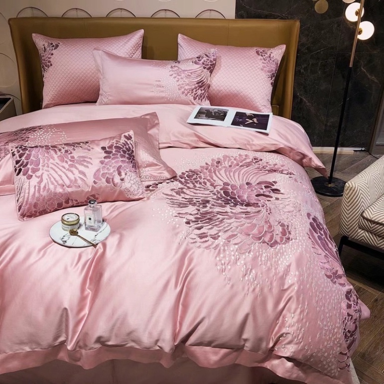 Bộ Chăn Ga Gối Lụa 100S Siêu Cấp Thương Hiệu LUXURY Sang Trọng Hoạ Tiết Thêu 5D nổi bật Giá rẻ