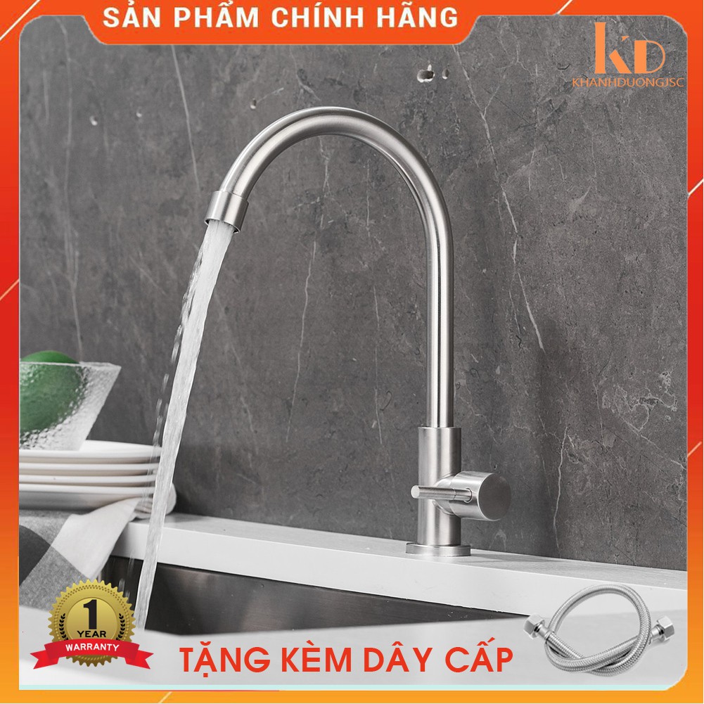 [FREE SHIP] Vòi rửa bát gắn chậu xả đơn inox 304 dáng tròn  RT02 + Tặng dây cấp đi kèm- Bảo hành 02 năm