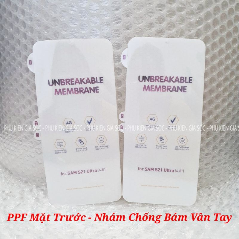 Miếng Dán PPF NHÁM Dành Cho Samsung S21/S21+/S21 Ultra - Chống Bám Vân Tay - Mặt Trước Và Sau Samsung