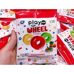 ( Bán sỉ ) Hộp 12 gói Kẹo dẻo Play More Wheel hình bánh xe 27gr