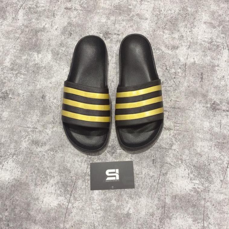 Dép Đúc A-didas Aqua adilette đen sọc vàng