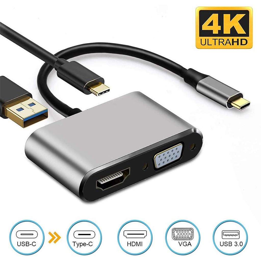 Cáp chuyển USB Type-c ra 4 cổng HDMI/ VGA/ USB và cổng sạc hỗ trợ chế độ Dex - UHV41160