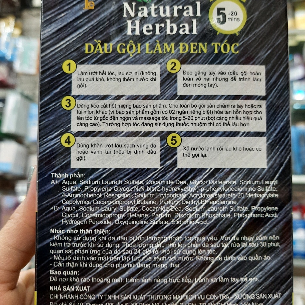DẦU GỘI LÀM ĐEN TÓC NATURAL HERBAL (1 Hộp/10gói)