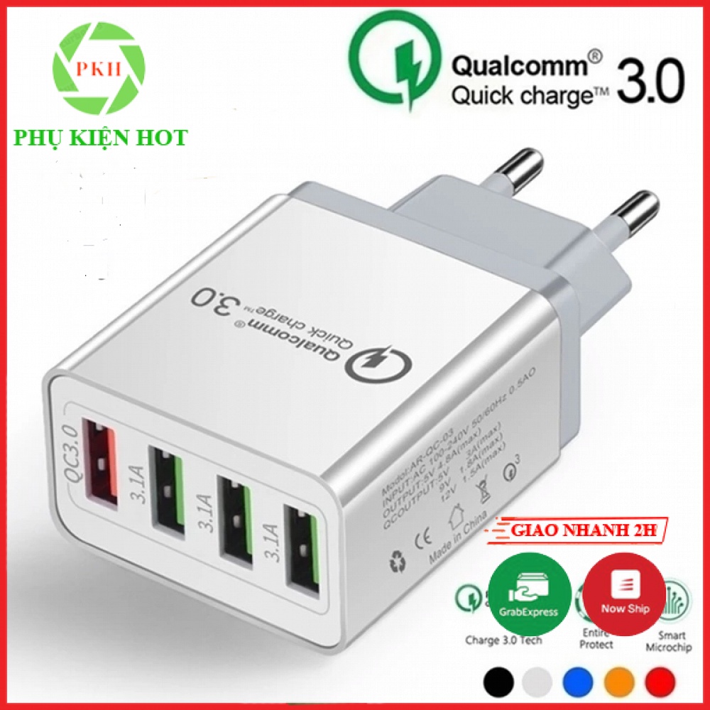 Củ sạc nhanh iphone, android, củ sạc nhanh qc3.0 Cổng USB 3.1A Chân cắm tiêu chuẩn EU
