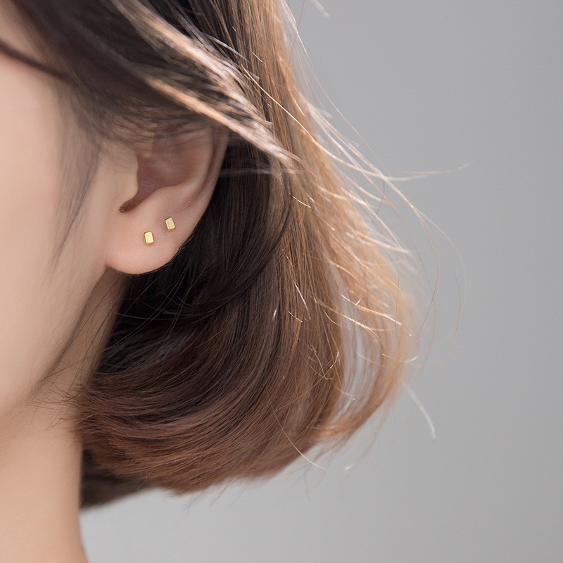 Khuyên Tai Bạc Rectangle Xinh Xắn BTARE6676. Bông Tai Bạc Nữ 925 20Silver