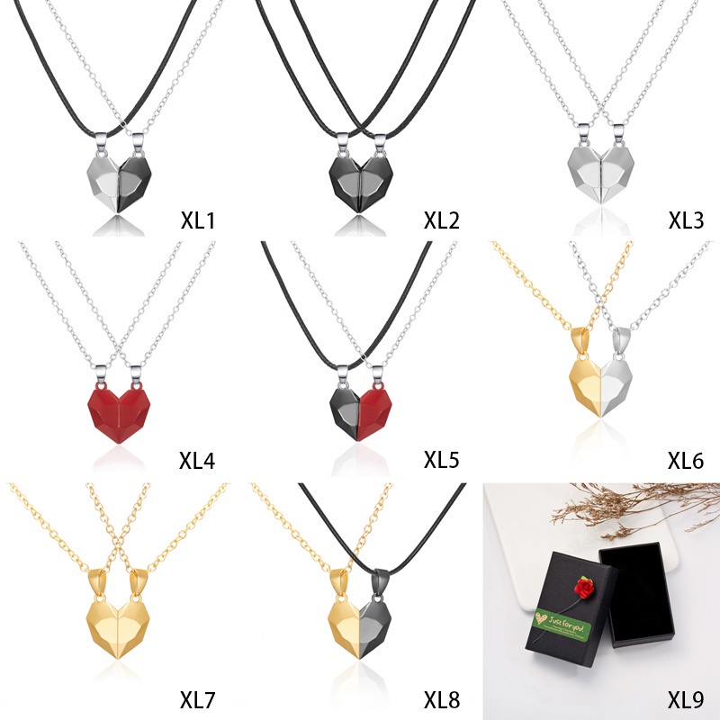 Tmdbyx  Set 2 Vòng cổ tình bạn mặt hình trái tim có nam châm