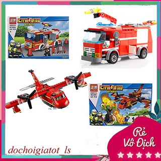 ĐỒ CHƠI LEGO LẮP RÁP MÁY BAY, Ô TÔ CỨU HỎA - xếp hình xe cứu hỏa