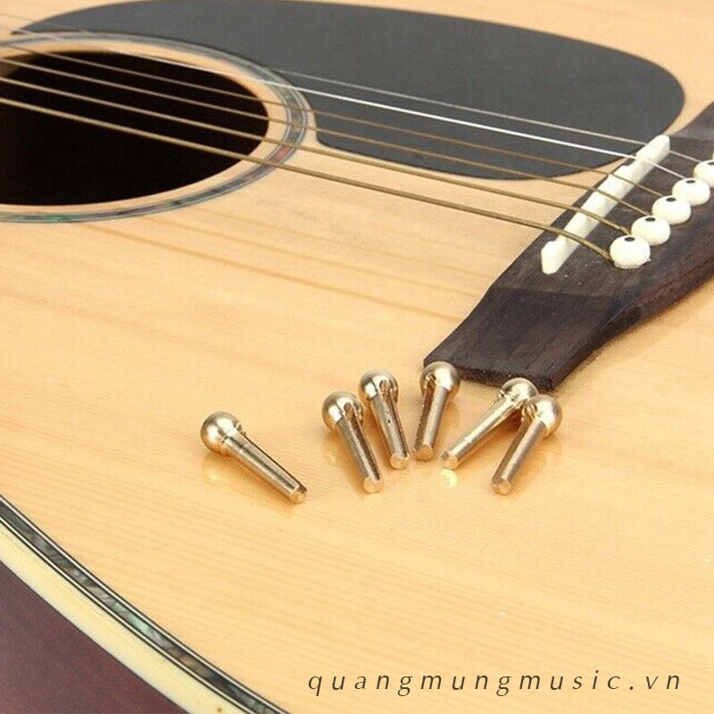 Bộ 6 chốt dây đàn Guitar Acoustic bằng đồng đính đá cao cấp
