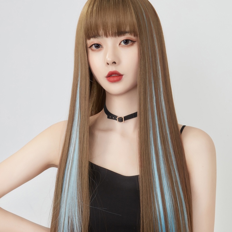 Tép tóc giả kiểu thẳng dài màu gradient thời trang Hàn Quốc