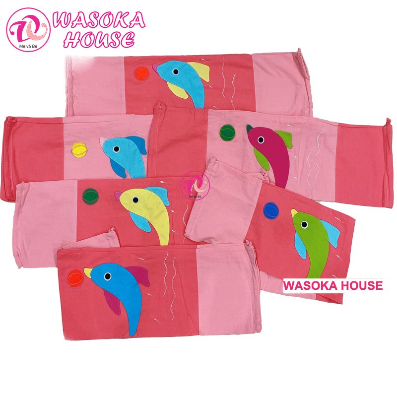 Vỏ gối ôm trẻ em, vải cotton cara đắp họa tiết dễ thương, nhiều kich thước