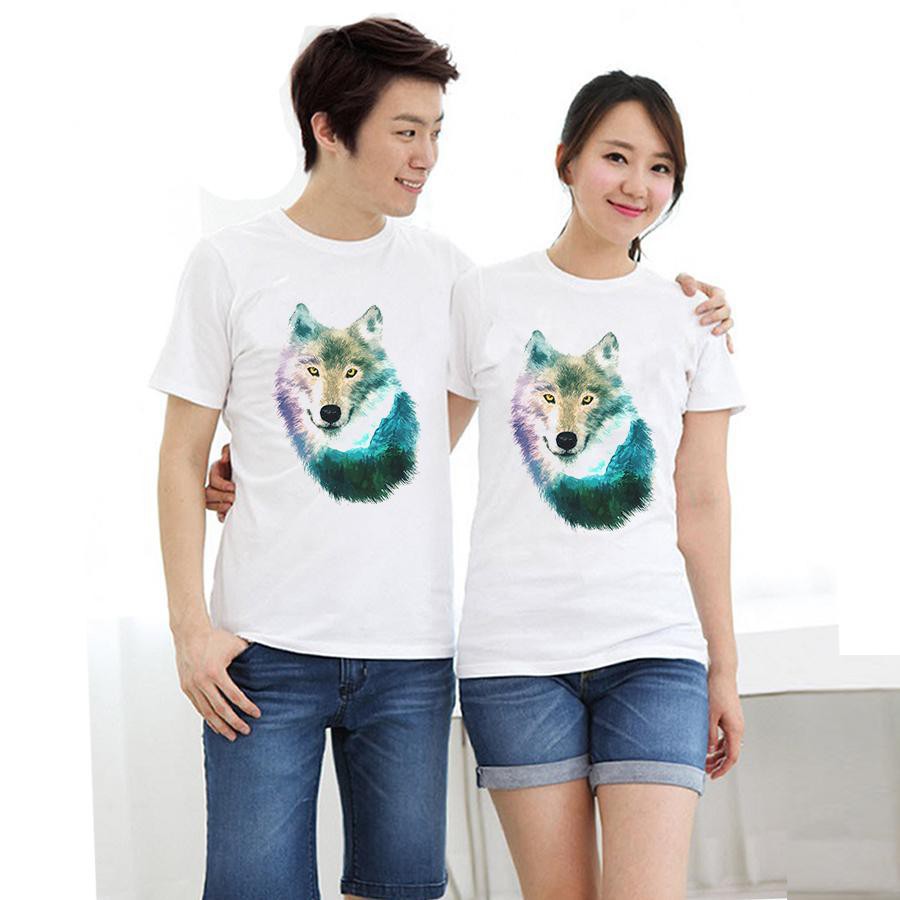 (XẢ KHO) Áo thun cặp đôi in hình chó sói 3d form rộng phong cách hàn quốc
