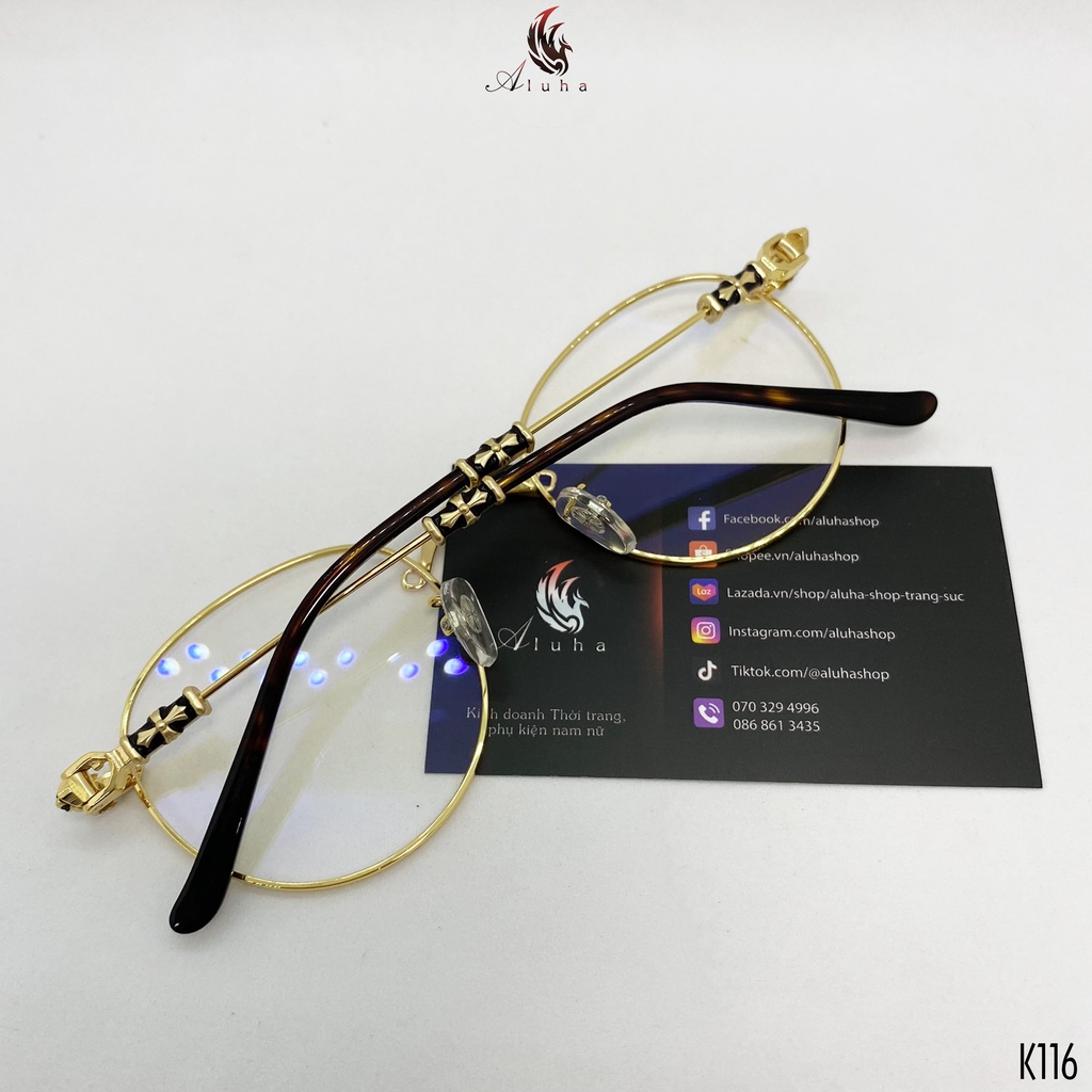 Gọng kính chống ánh sáng xanh Unisex Retro họa tiết hoa Iris Chrome Heart - K116 - Aluha