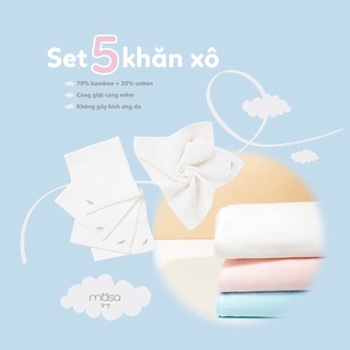 Set 5 khăn sữa chất xô 70% bamboo 30% cotton 30*30 cm masa