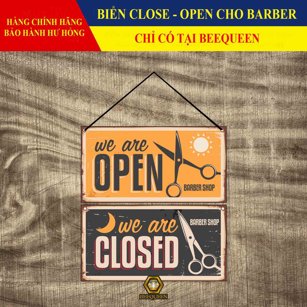 Biển 2 Mặt Đóng - Mở Cửa - Biển Close - Open Cho Barber Shop