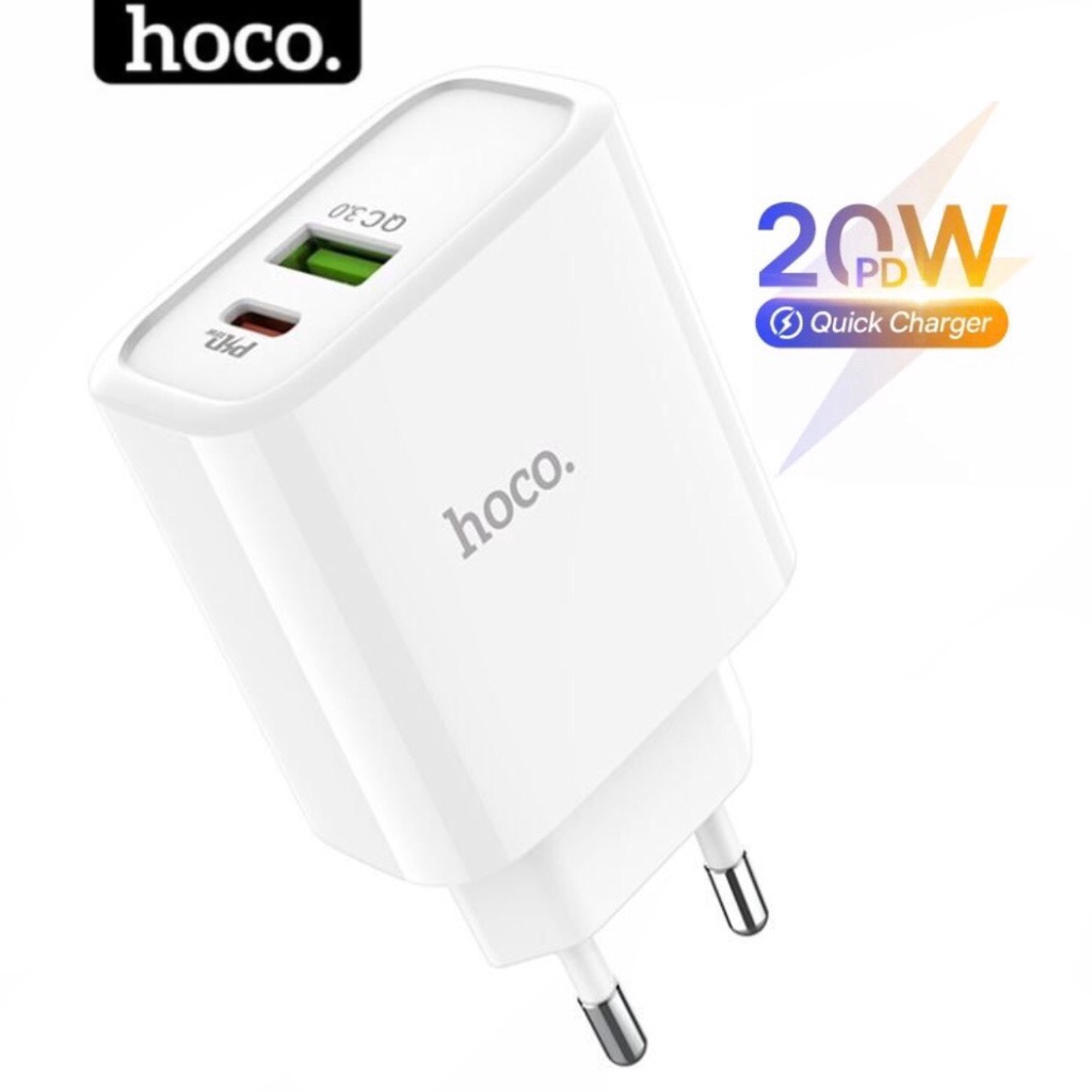 Củ sạc nhanh 20w HOCO kèm dây typec to ip - Bộ kèm dây type c to typec dùng cho iphone samsung ..