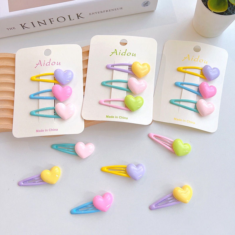Set 3 Kẹp Tóc Màu Sắc Ngọt Ngào Dễ Thương Cho Bé Gái