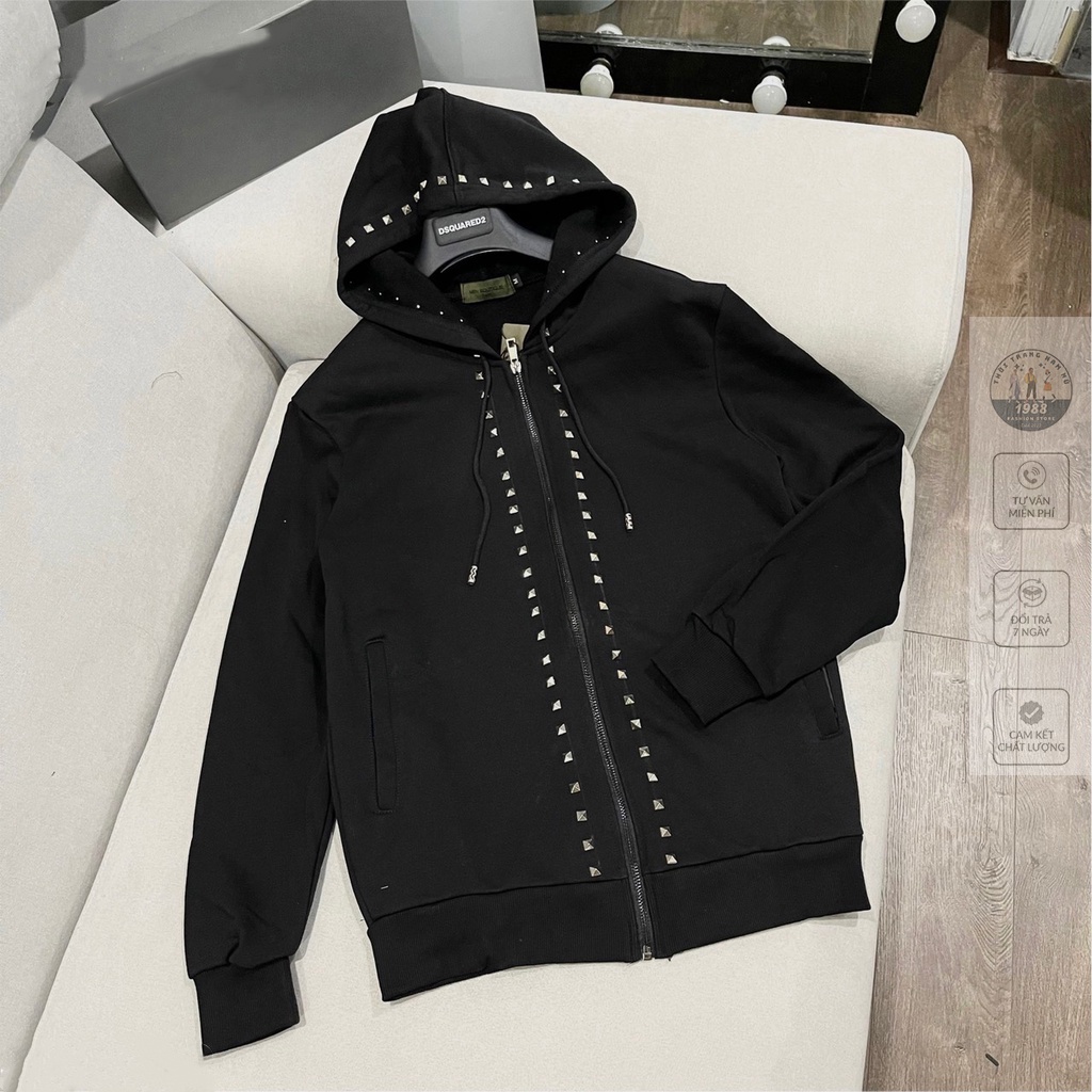 Áo khoác Đinh Hoodie , Áo khoác nỉ 2 lớp gắn đinh nam nữ Cá Tính
