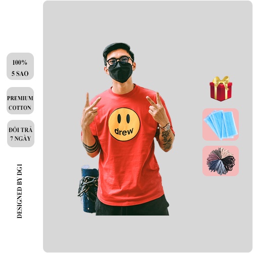 Áo Thun Tay Lỡ Dáng Rộng Áo Phông Nam Nữ Cổ Tròn Chất Cotton 230gram Mẫu Unisex Cho Nam Nữ Drew House Cao Cấp DG1 SHOP