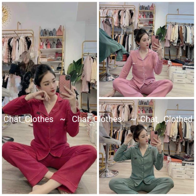 Bộ pyjama nhung tăm siêu xinh kèm ảnh thật