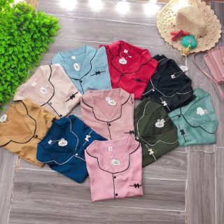 Set lụa trơn áo cộc quần dài