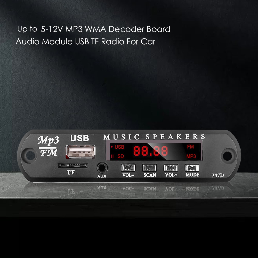 Car Audio Decoder Card DC 5V/12V Micro USB AUX MP3 Music Player Speaker