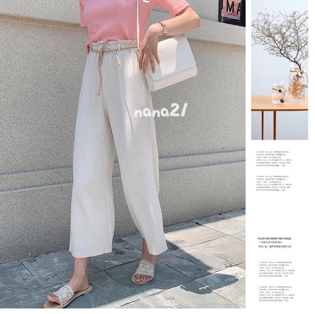 Quần culottes đũi buộc dây
