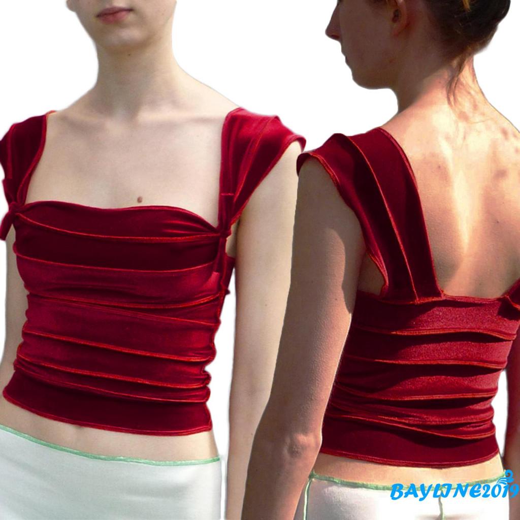 Áo Sát Nách Màu Sắc Đơn Giản Xếp Ly Hai Dây Thời Trang Đường Phố Mùa Hè Cho Nữ