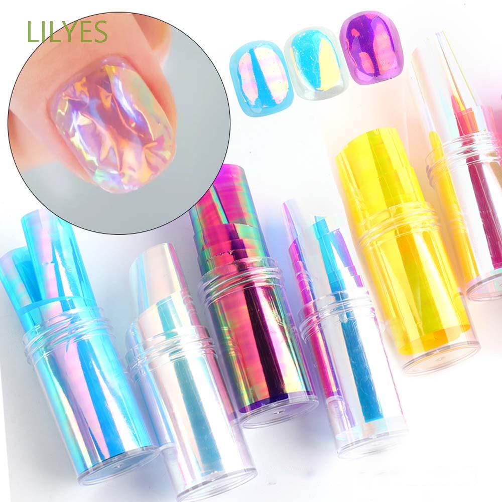 [Hàng mới về] Cuộn Giấy Kính Dán Móng Tay 1M Màu Laser Nhiều Màu Sắc Thời Trang