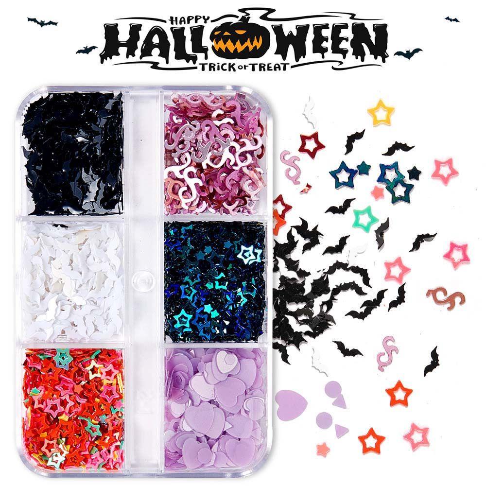 Hộp Bộ Xương 6 Ngăn Trang Trí Móng Tay Chủ Đề Halloween