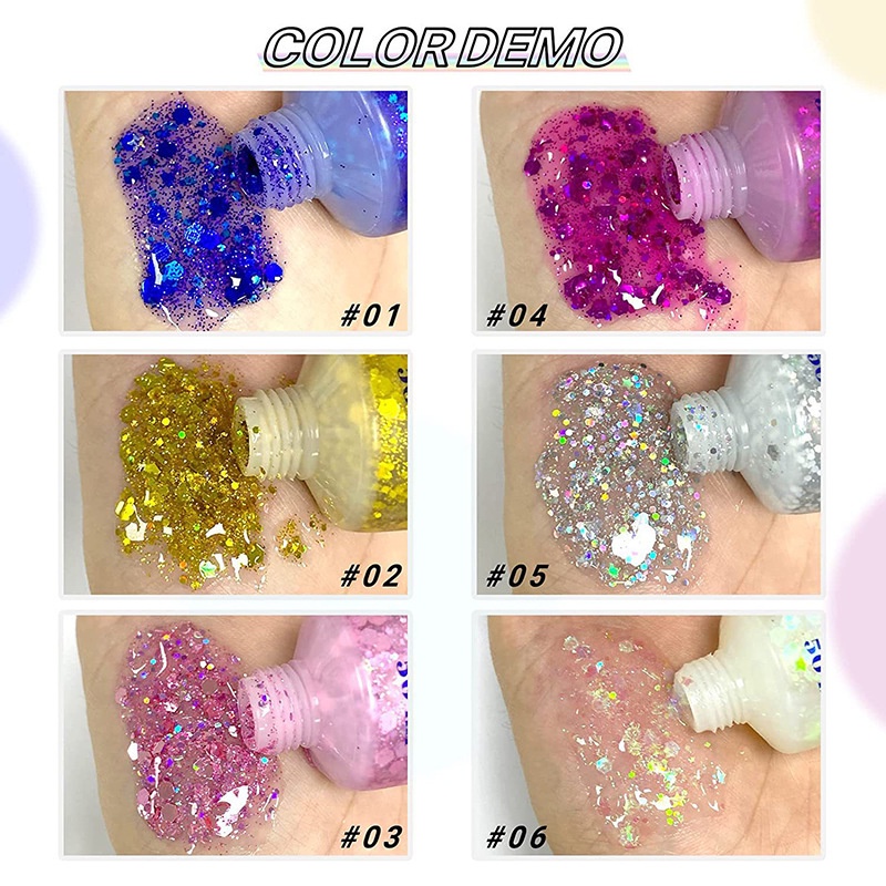 Gel Sequin Lấp Lánh Trang Điểm Mắt Môi Cơ Thể Nổi Bật
